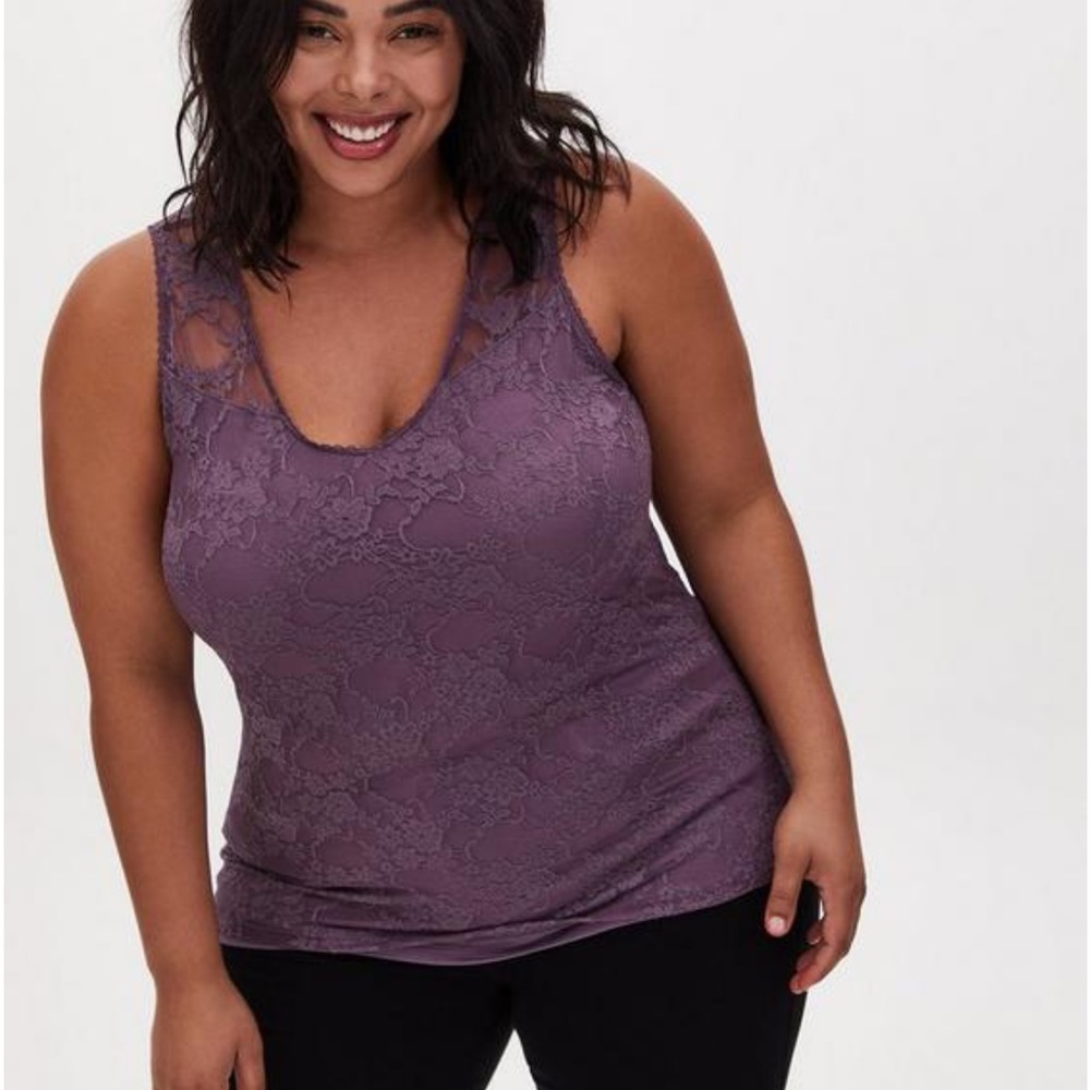 NWT TORRID vintage lace deep purple tank 2X 18-20